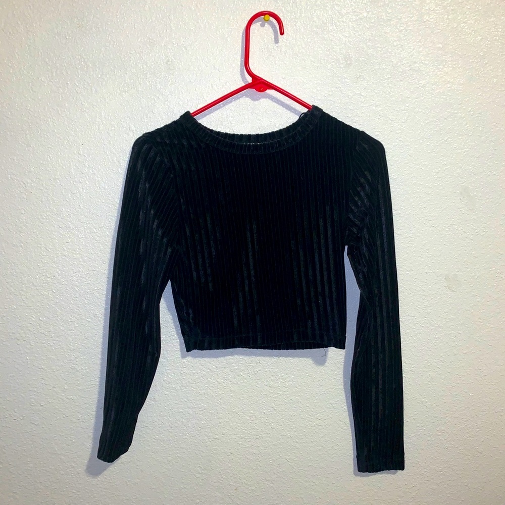 Crushed velvet striped long sleeve